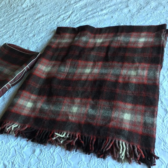 Eaton Haddon Hall Custom Wool Blanket / Travel Rug With Original Case Brown Tart - Picture 1 of 8